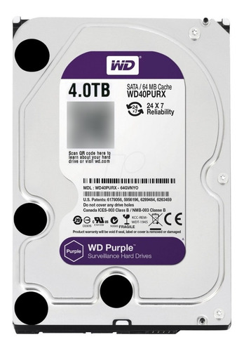 Imagen 2 de 3 de Disco Duro De 4tb Teras Wd Western Purpura Dvr New 3 Años