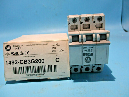 New Allen-bradley 1492-cb3g200 Ser.c 3 Pole 20a/amp Circ Ggx