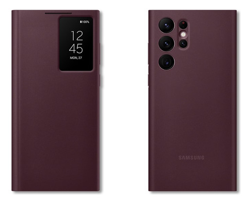 Capa Samsung Galaxy Smart Clear View Cover borgonha com design lisa para Samsung Galaxy S22 Ultra de 1 unidade