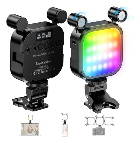 Luz De Micrófono Led Rgb Para Selfie, Regulable Cri 95 Tlci 