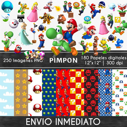 Kit Digital Cliparts + Fondos - Super Mario Mod. 03