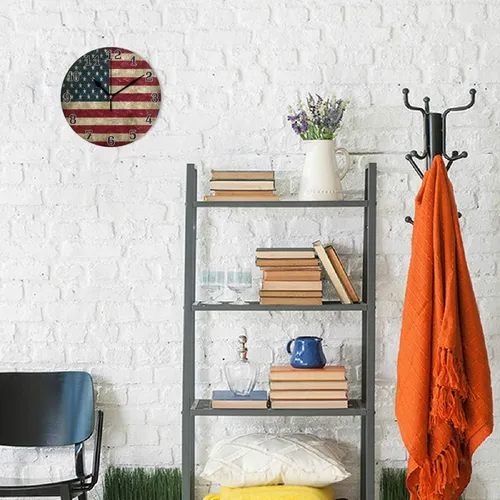 Auuxva Vintage Usa American Flag Redonda Acrílico De Pared A