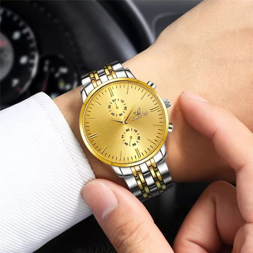 Relógio Masculino Orlando Dourado Luxo Negócios Quartz