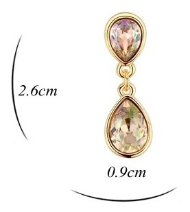 Imagen 5 de 5 de Aretes Gotas De Chapa De Oro Con Swarovski Elements - 1196