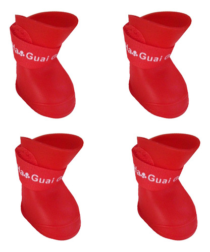 Botas De Nieve Antideslizantes Rojas Para Lluvia Y Cachorro,