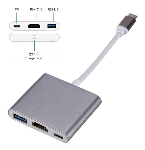 Adaptador Usb-c X Hdmi 4k Pd Usb 3.0 Compativel Android