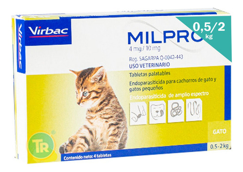  Desparasitante Milpro Gato Cachorro (menos De 2kg) 4un - Tr