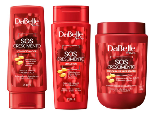 Kit Dabelle Sos Crescimento Shampoo+condicionador+máscara
