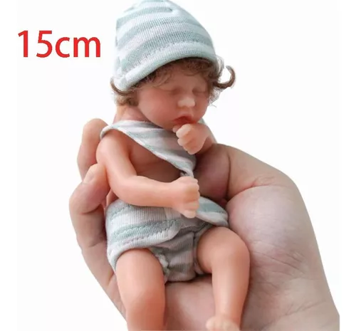 Mini Bebê Reborn Silicone Sólido Realista 15cm.