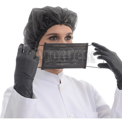 Mascara Protdesc Descartável Elástico Tripla com 50 unidades cor preto