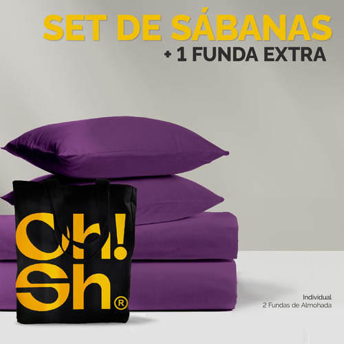 Oh! Sheets Juego De Sabanas Microfibra 5 Piezas Individual Lila Liso