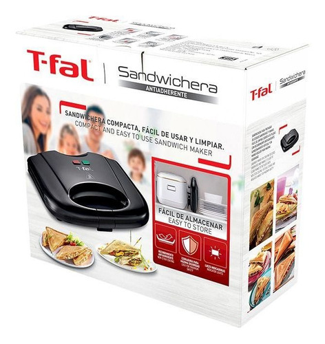 Imagen 5 de 6 de Sandwichera Automática T-fal Antiadherente 2 Panes Compacta