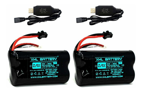 2 Baterias Lipo + Ch 7.4v 1500mah 2s Xml Battery