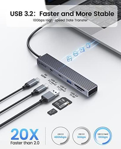Hub Usb C 3.2, Orico 4 Puertos Usb 3.2 Gen 2 Adaptador Usb C