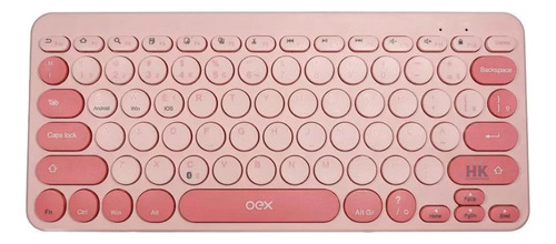 Teclado Bluetooth Retrô Rosa, Abnt2, Tc510 , Oex