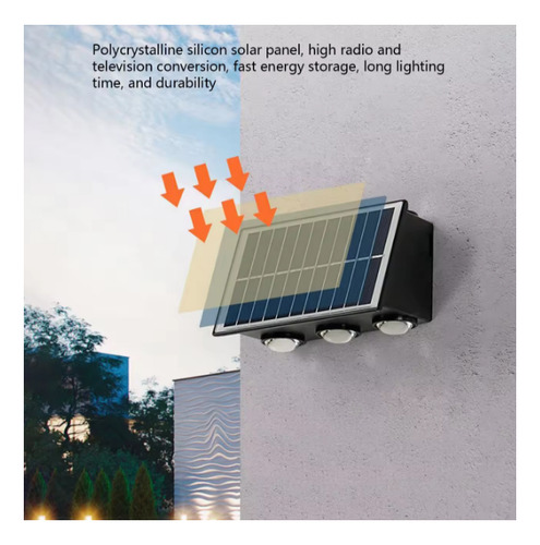 Aplique Solar Bidireccional Impermeable 6 Leds Luz Rgb