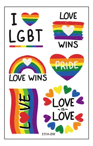 Pegatinas De Tatuaje De Bandera Gay, 10 Unidades
