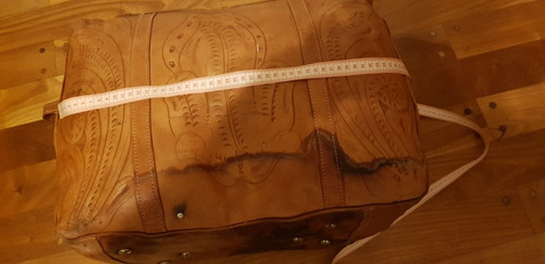 Bolso De Cuero Repujado Paraguayo Casi Sin Uso