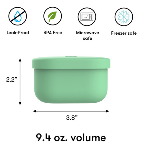 Recipiente Silicona Color Verde Para Snacks Tapa Hermetica