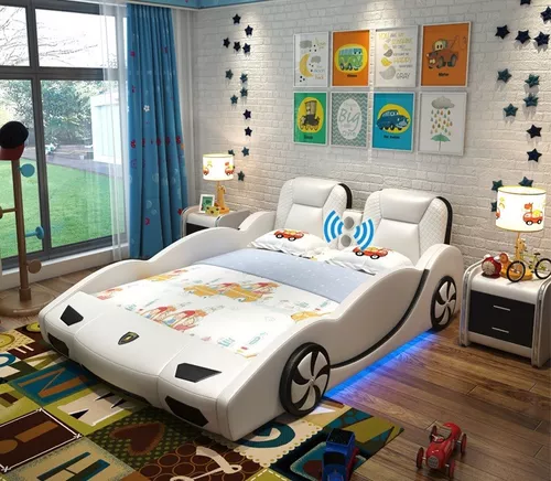 Base cama para niños tipo auto de carrera