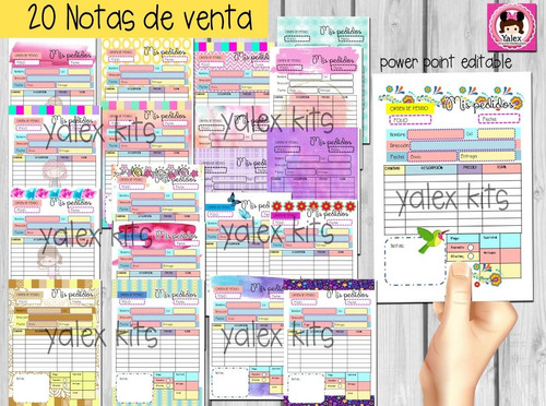  Notas De Pedido Kit Imprimible 20 Diseños Power Point