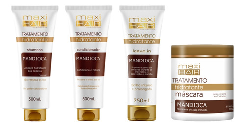Kit Mandioca Trat Hidrat Maxihair Shamp+cond+masc+leave-in