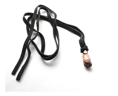 Collar De Hombre, Piedra Natural Granate En Bruto Con Cuero