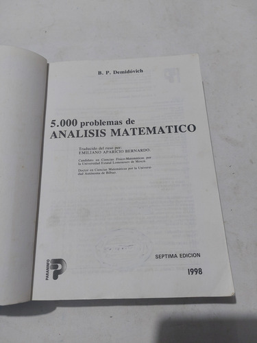 Libro 5000 Problemas De Analisis Matematico Demidovich (Usado)