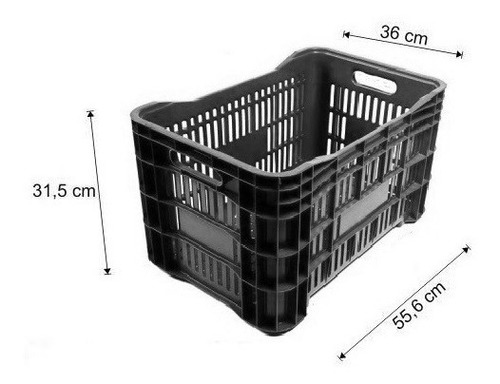 Caixa Vazada Hortifruti Feira Super Mercado - Preta