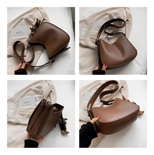 L Bolsa Feminina Transversal Com Design Retro, Versátil E