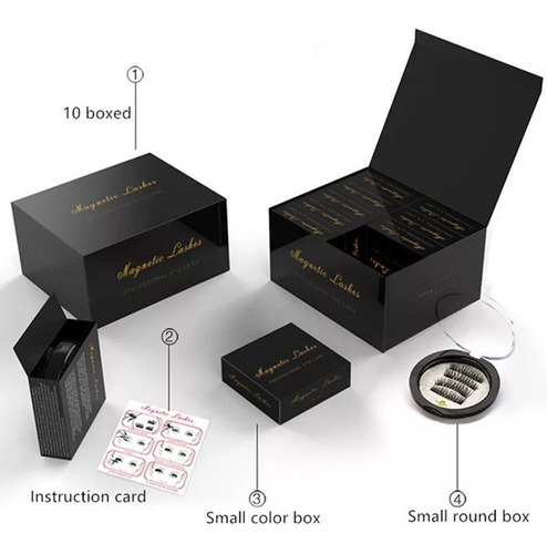 Imagen 3 de 6 de Pestañas Magneticas Con 4 Imanes + Gratis Pinza Magnetica