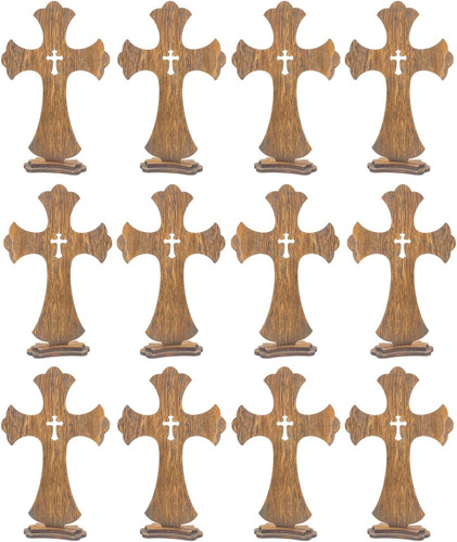 Paquete De 12 Cruces De Madera Marrón De 12 Pulgadas, Cruz D