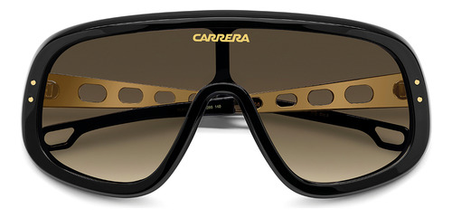 Gafas de sol Carrera Casual Flaglab 17, diseño liso, montura negra y lente marrón oscuro