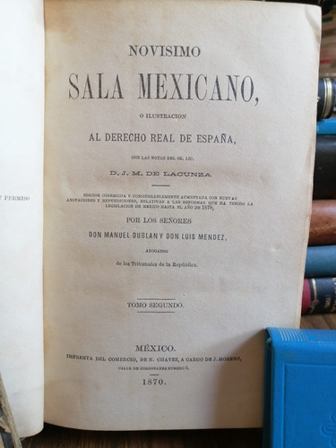 Novisimo: Sala  Mexicano ( 2 Tomos ) Al  Derecho Real De Esp (Reacondicionado)