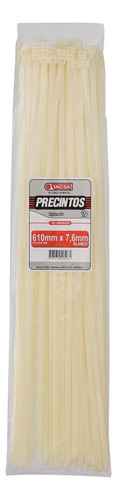 Precintos Prensacable Tacsa 610mm X 7.6mm X 100 Unidades Color Blanco