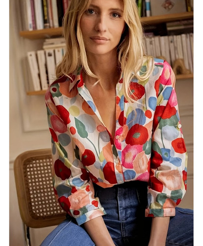 Blusa De Verano Con Solapa Y Botones De Talla Grande