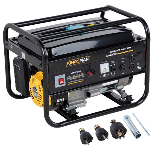 Generador De Corriente Electrica A Gasolina 3000 W Kingsman Motor 1 Cilindro 4 Tiempos Planta Luz Portatil Color Negro Con Amarillo Estacion Energia 110/220 V 60 Hertz Tanque De Combustible 15 L