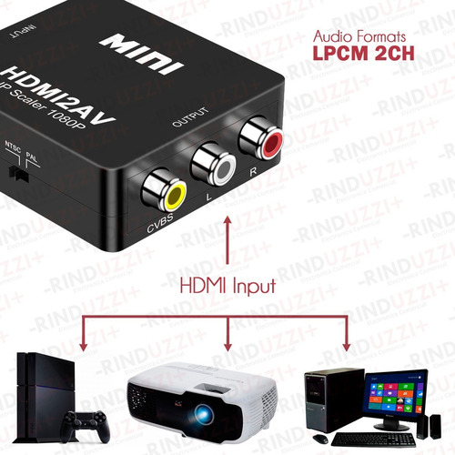 Conversor Hdmi A Rca Adaptador Tv Tubo Play Convertidor 1080