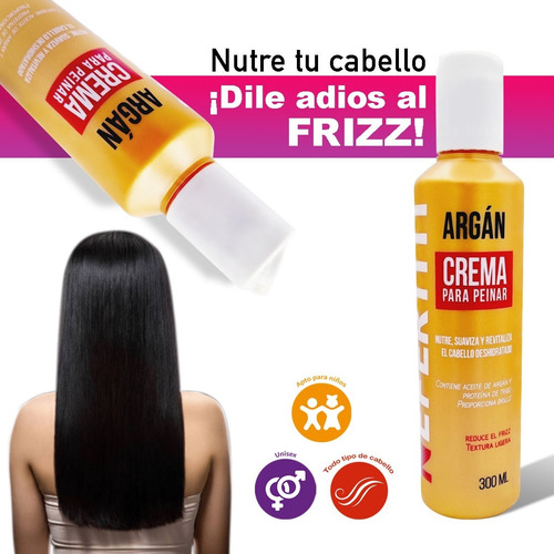 Crema Para Peinar Hidratante Aceite De Argan Nefertiti 300ml