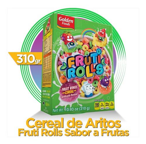 Cereal Aritos Fruti Rolls Sabor Frutas 310 G Golden Foods