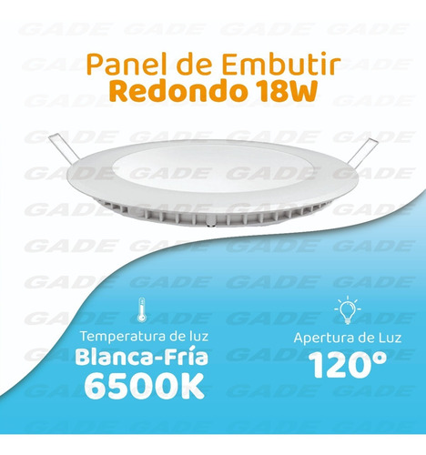 Imagen 3 de 8 de Plafon Led Techo Embutir Panel 18w Redondo