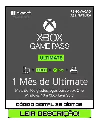 2 Meses Game Pass Ultimate (2 Códigos 25 Digitos) - Escorrega o Preço