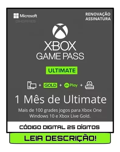 Game Pass Ultimate 12 Meses Codigo 25 Digitos Digital Xbox One e