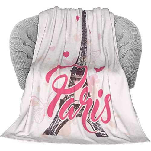 Manta Suave  Paris Eiffel Amor  Rosa De 40 X50 , Manta ...