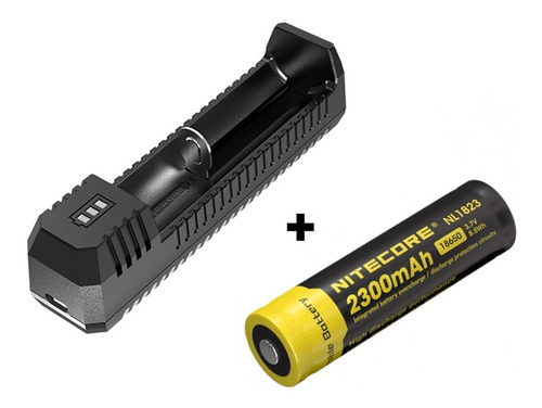 Imagem 1 de 3 de Kit Nitecore 1 Carregador Ui1 + 1 Bateria 18650 Nl1823