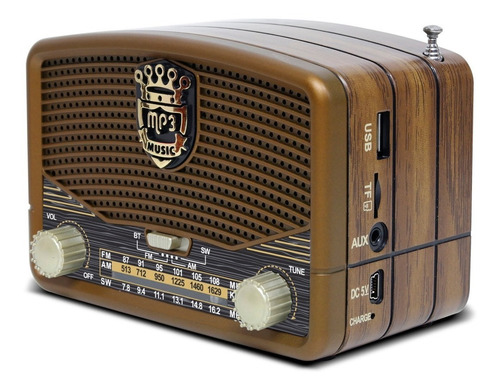 Imagen 2 de 7 de Radio Vintage Retro Cmik Bluetooth Usb Mp3 Tf