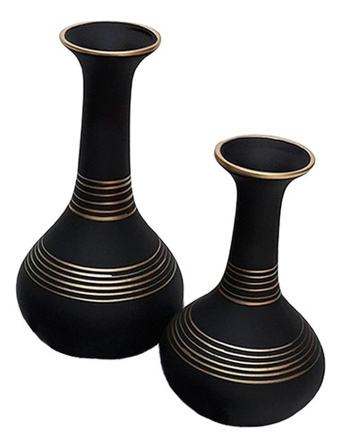 Par De Vasos Long Pipe Fosco Em Cerâmica Ativos Black Gold