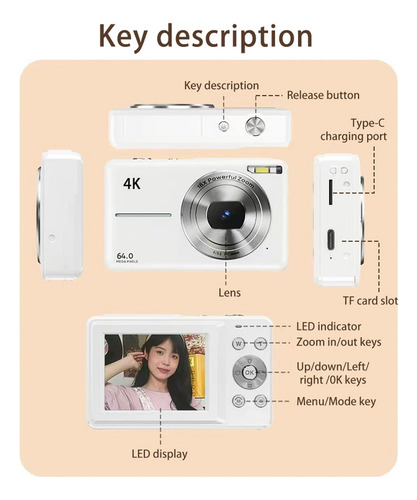 Y Cámara Digital 4k 64mp, Zoom 18x, Tarjeta De 32 Gb,