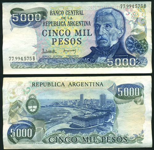 Argentina Billete 5.000 Pesos Bottero 2476 Excelente