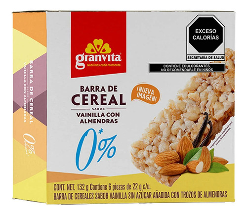 4 Pzs Granvita Sin Azúcarbarras De Cereal Vainilla Y Almen